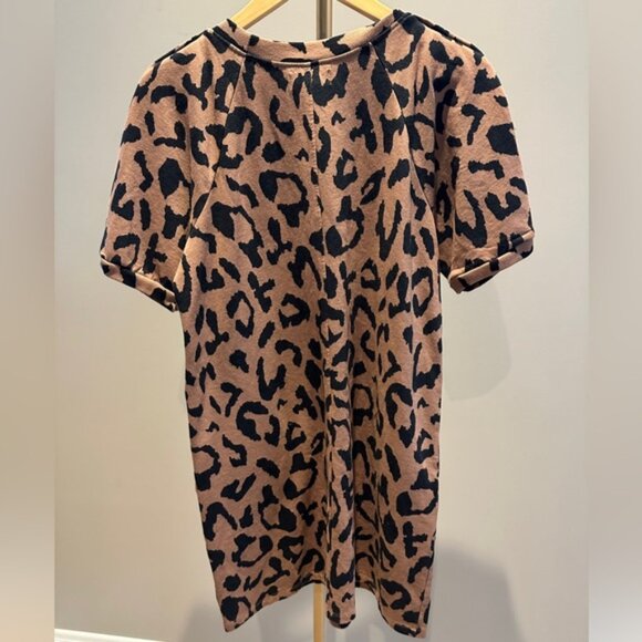 Velvet Leopard Puff Sleeve Mini Dress Size Small - Picture 6 of 10
